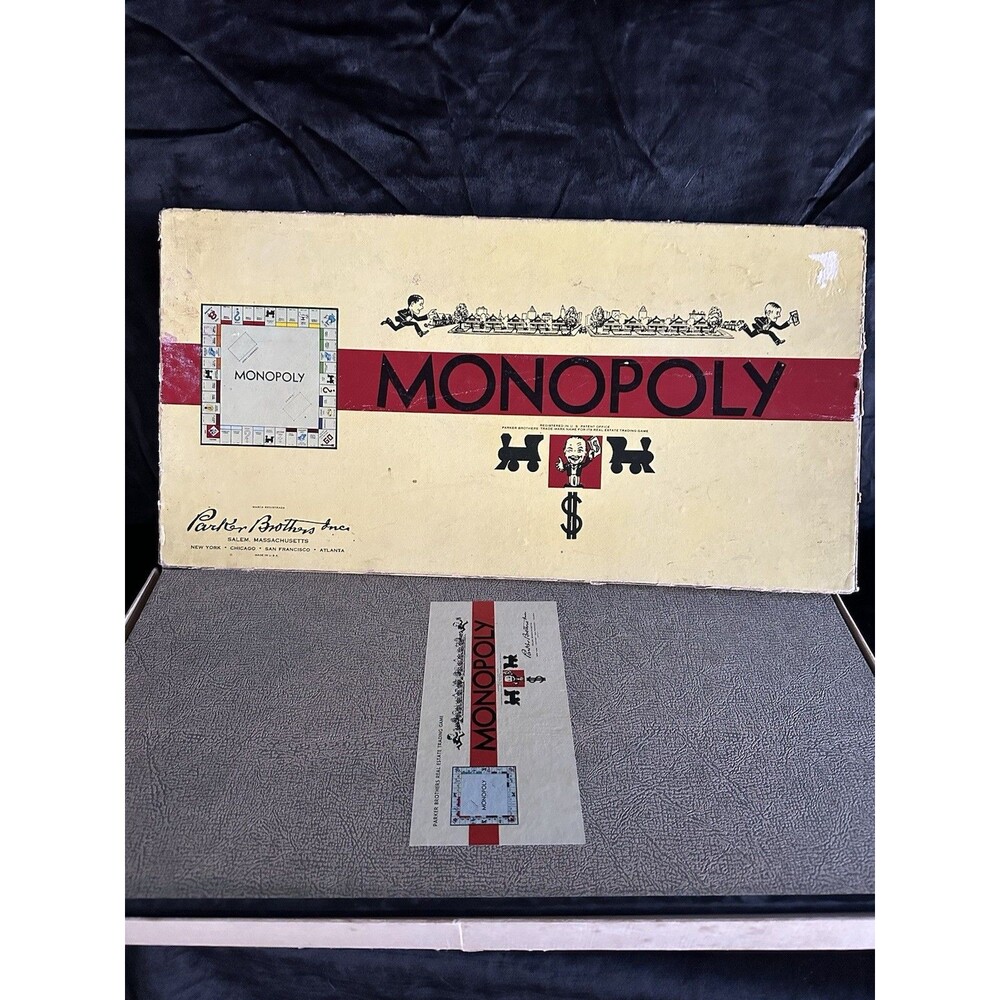 1954 Monopoly Parker Brothers Vintage Board Game Original Box Complete